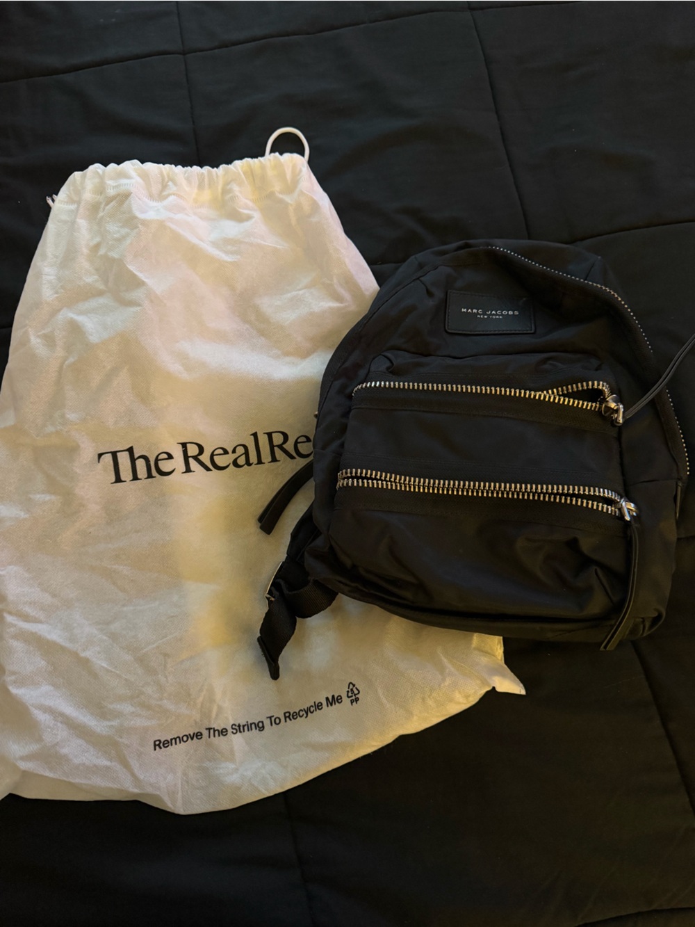 Marc Jacobs Black Mini Nylon Backpack with Silver Zippers